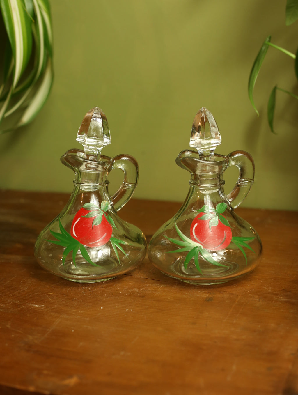Vintage Hand Painted Tomato Bowl, Shakers, & Cruets Set