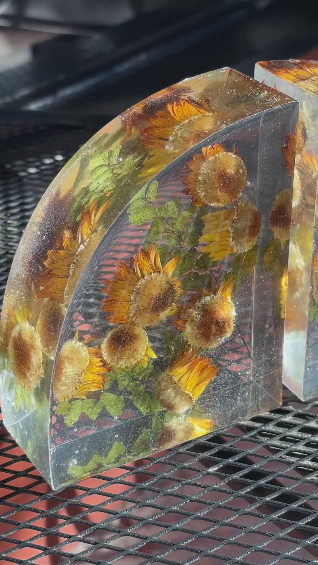 Strawflower Resin Bookends